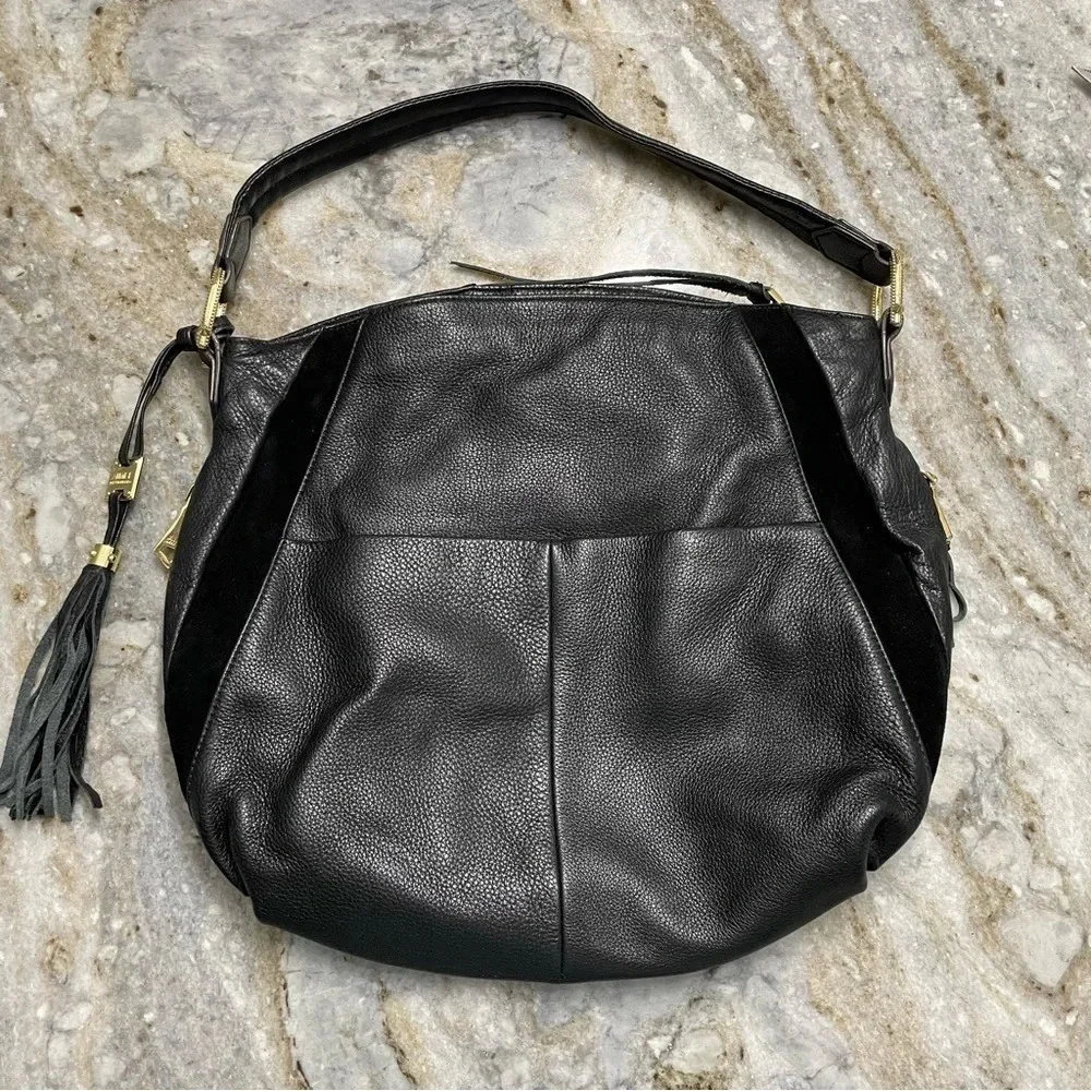 AIMEE KESTENBERG Black Leather Suede Shoulder Bag